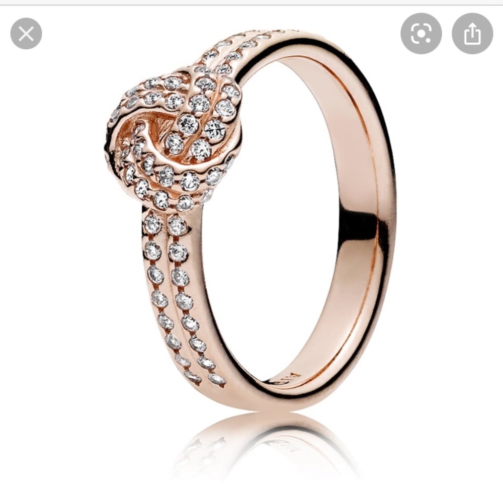 Pandora rose gold sparkling love knot ring
